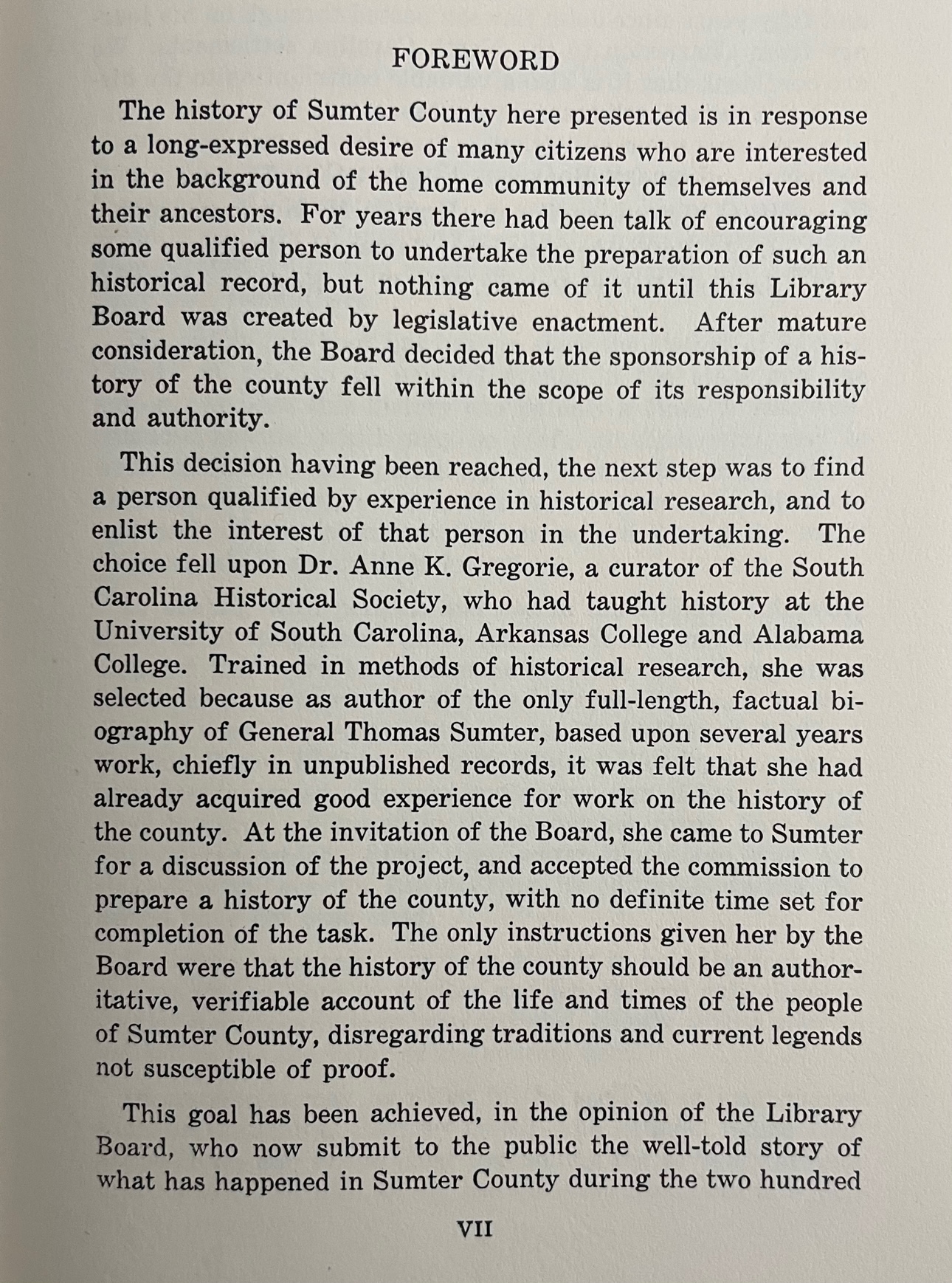 History of Sumter County South Carolina