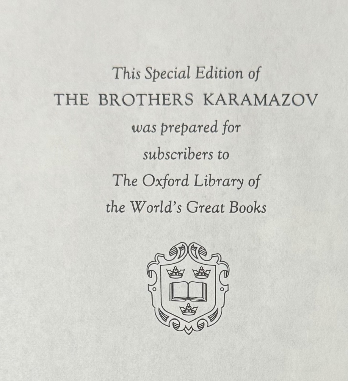The Brothers Karamazov (The Oxford Library of the World's Great Books)