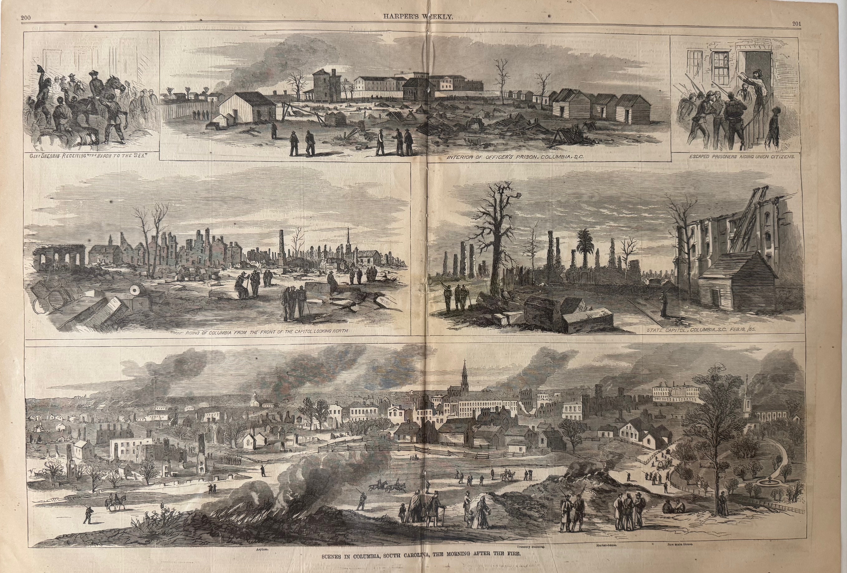 Scenes in Columbia SC, the Morning After the Fire [2 Page Spread]
