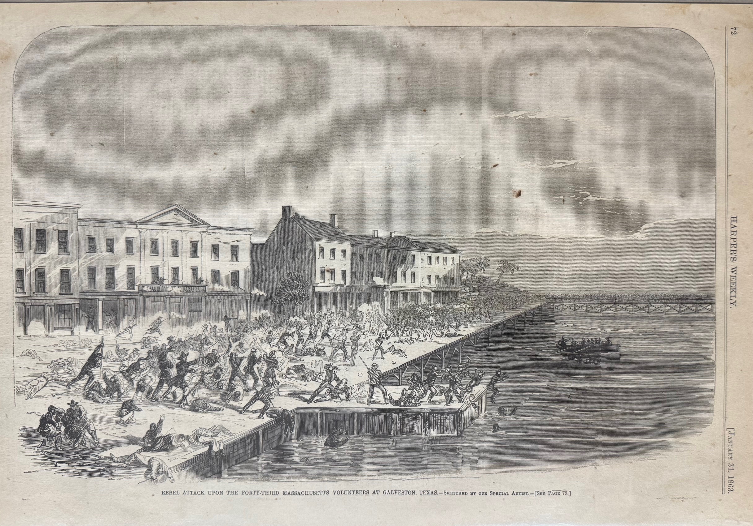 Rebel Attack upon the Forty-Third Massachusetts Volunteers at Galveston, Texas