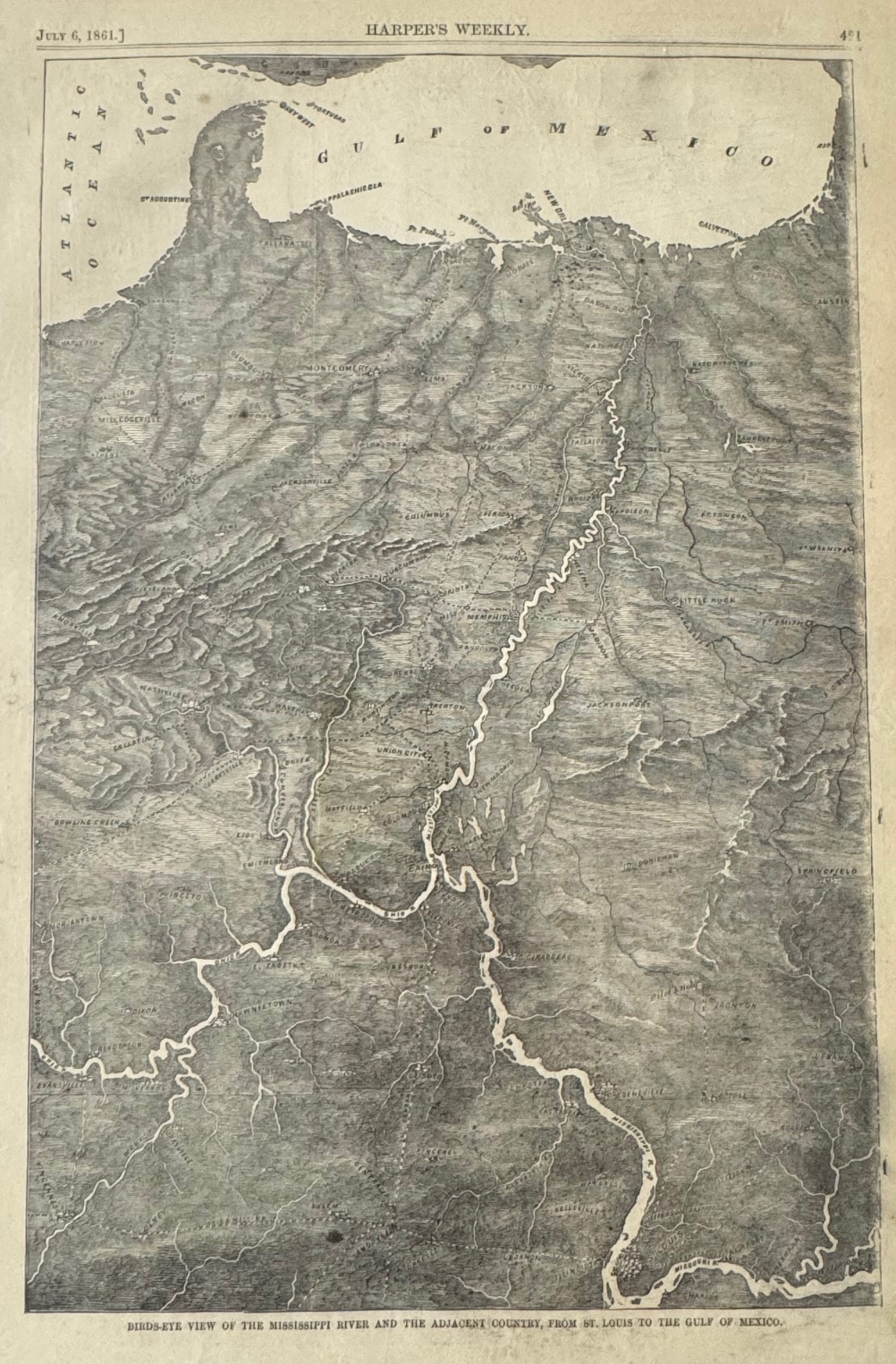 Birds-eye View of the Mississippi River and the Adjacent Country, From St. Louis to the Gulf of Mexico