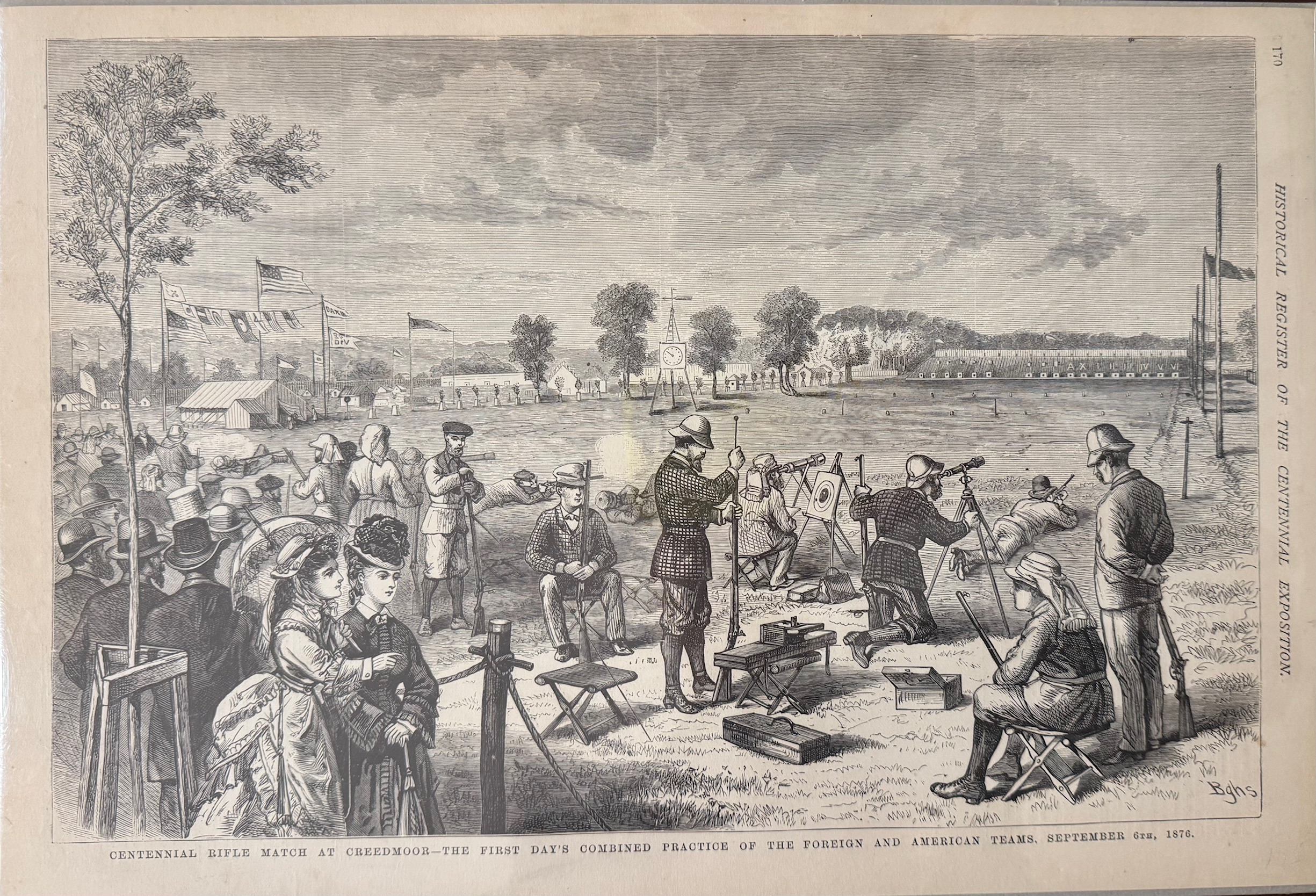 Centennial Rifle Match at Creedmoor - The First Day's Combined Practice of the Foreign and American Teams, September 6th, 1876
