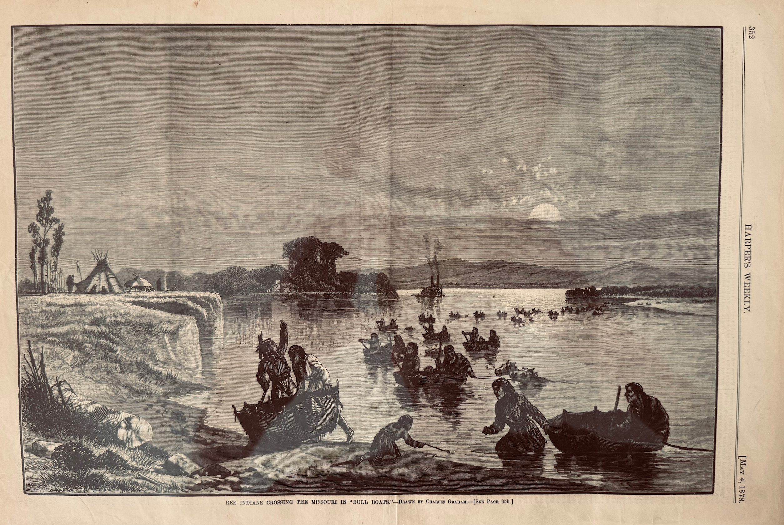 Ree Indians Crossing the Missouri in 