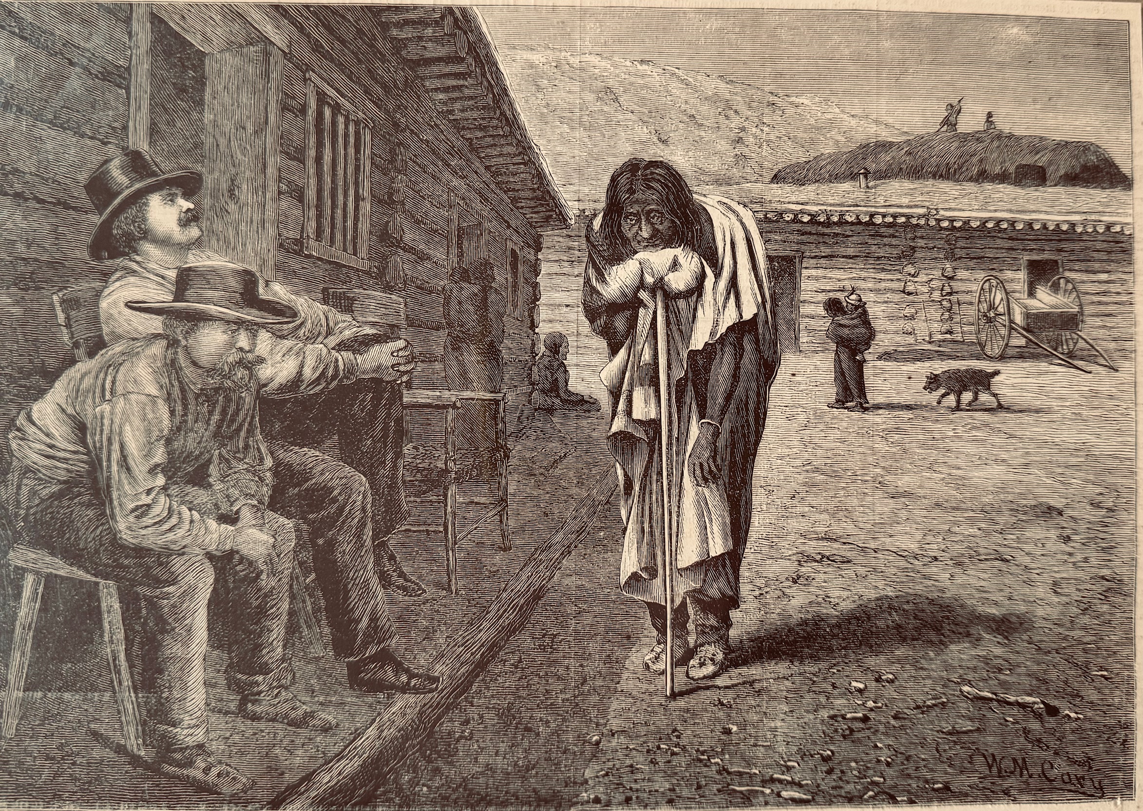 An Old Squaw Begging for Food - Scene at a Frontier Station