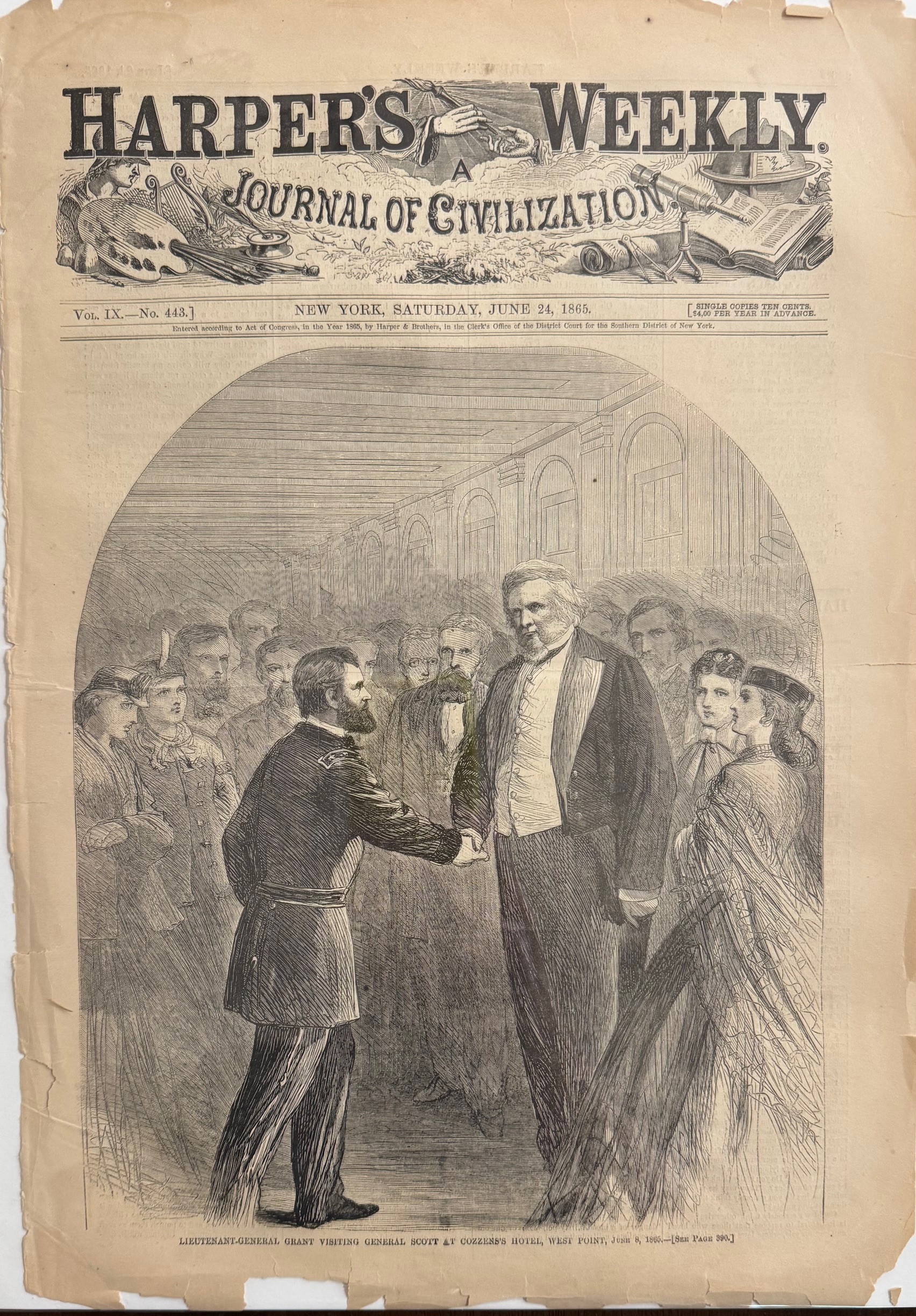 Lieutenant-General Grant Visiting General Scott at Cozzens's Hotel, West Point, June 8, 1865